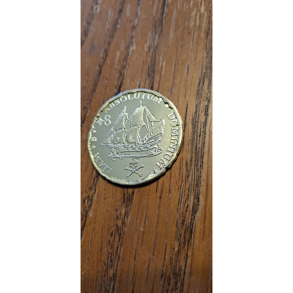 Vintage Liam B Absolutum Dominium‎ 8 Rare Plastic Pirate Coin Gold